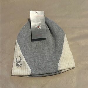 Gray and White Spyder Beanie